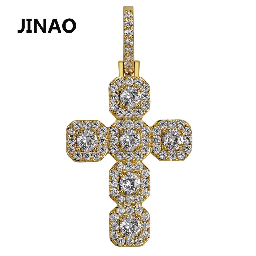 

JINAO 2019 New Fashion Cross Pendant Necklace Cubic Zircon Iced Out Chain Hip Hop Jewelry For Man Women Gifts