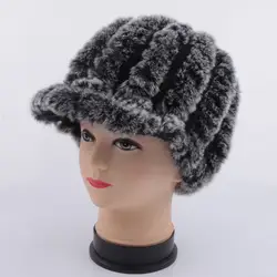 Новая модная женская зимняя шапка из натурального меха кролика рекс для девочек, настоящий мех кролика, элегантная зимняя шапка