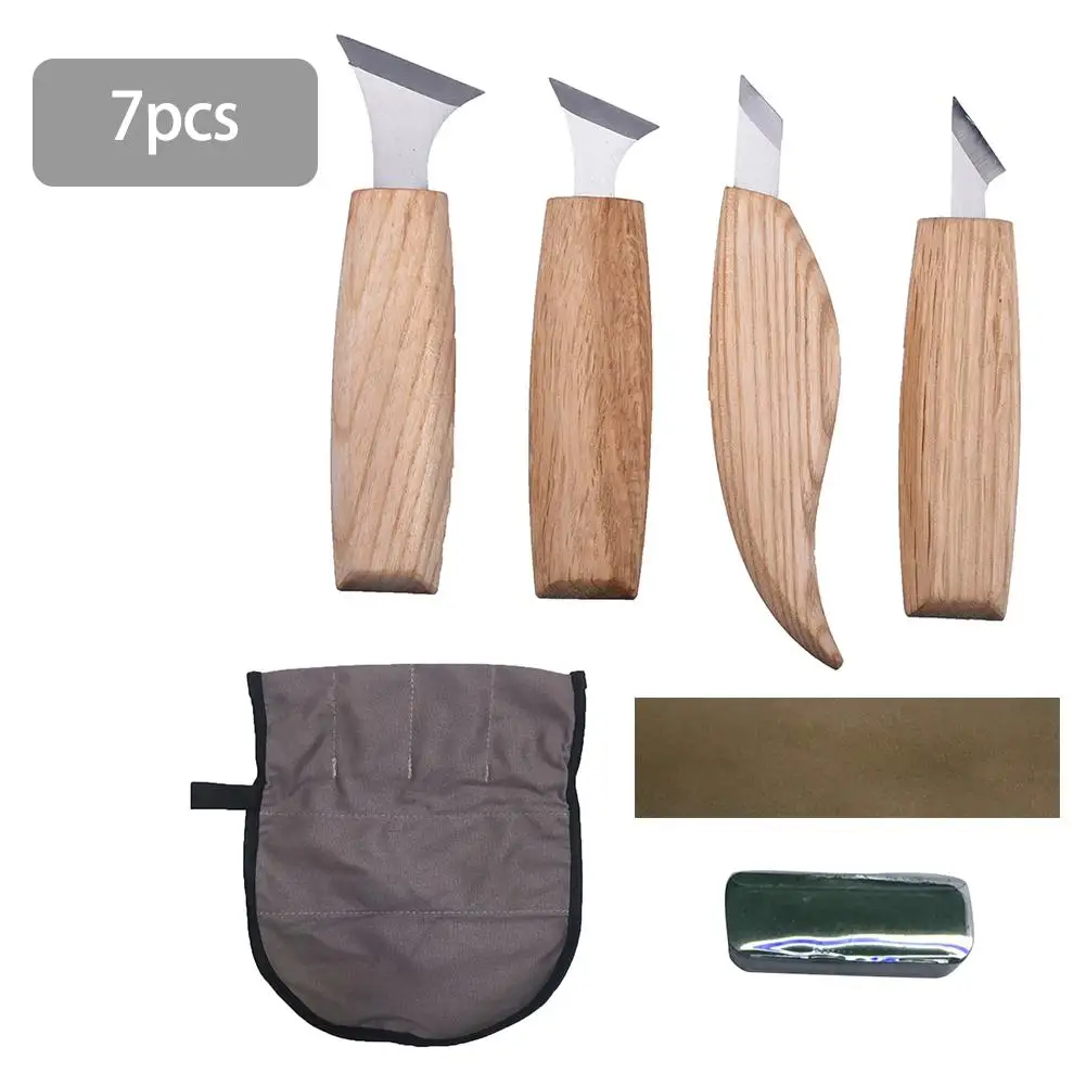 

7Pcs Wood Carving Tool Set Woodworking Accessories Geometric Carving Tool Detail Chisel Polishing Knife Tool Engraving Gadget
