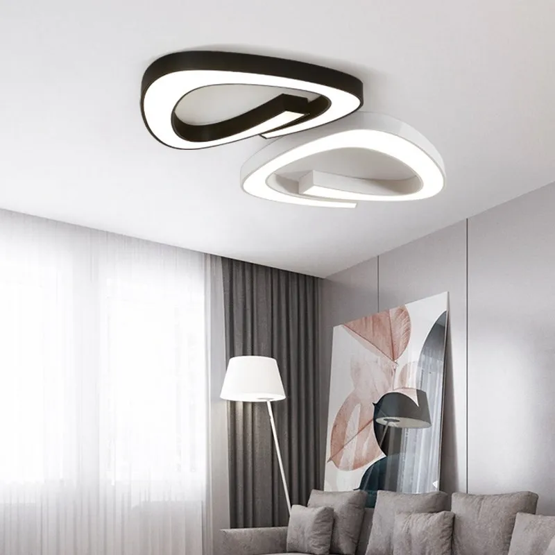 Najtaniej Czarny biały Led żyrandol akrylowe żyrandole żelaza sufit do salonu sypialnia kuchnia 5cm Ultra cienkie Lighitng oprawy