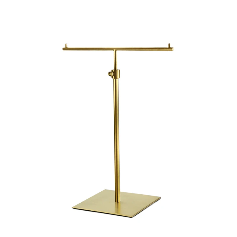 

High Quality Metal T-shape Silver Gold Multifunction Tabletop Scarf Display Holder For Silk Scarf Tie Hanging Hook Stand Rack