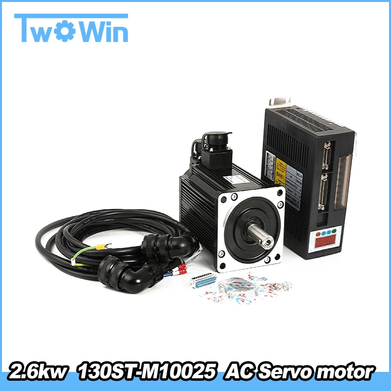 

130ST-M10025 2.6KW 220V AC Servo motor 2600W 2500RPM 10N.M. Single-Phase ac drive permanent magnet Matched Driver AASD-30A