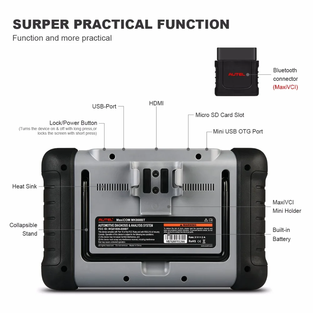 Autel MaxiCOM MK808 BT OBD2 автомобильный диагностический инструмент ODB2 сканер автомобильный считыватель кодов для программирования ключей EPB IMMO DPF SAS TPMS