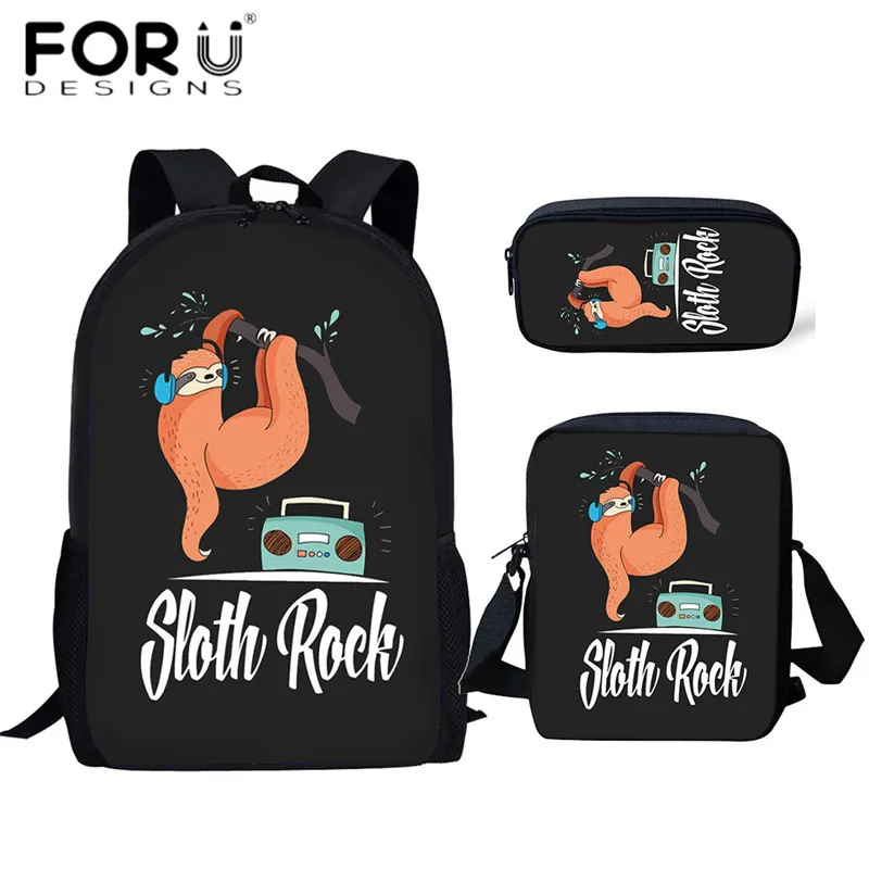 FORUDESIGNS/Ленивец рок с принтом милых животных детские школьные сумки многофункциональные для девочек-подростков мальчиков ноутбука Рюкзаки рюкзачки для отдыха