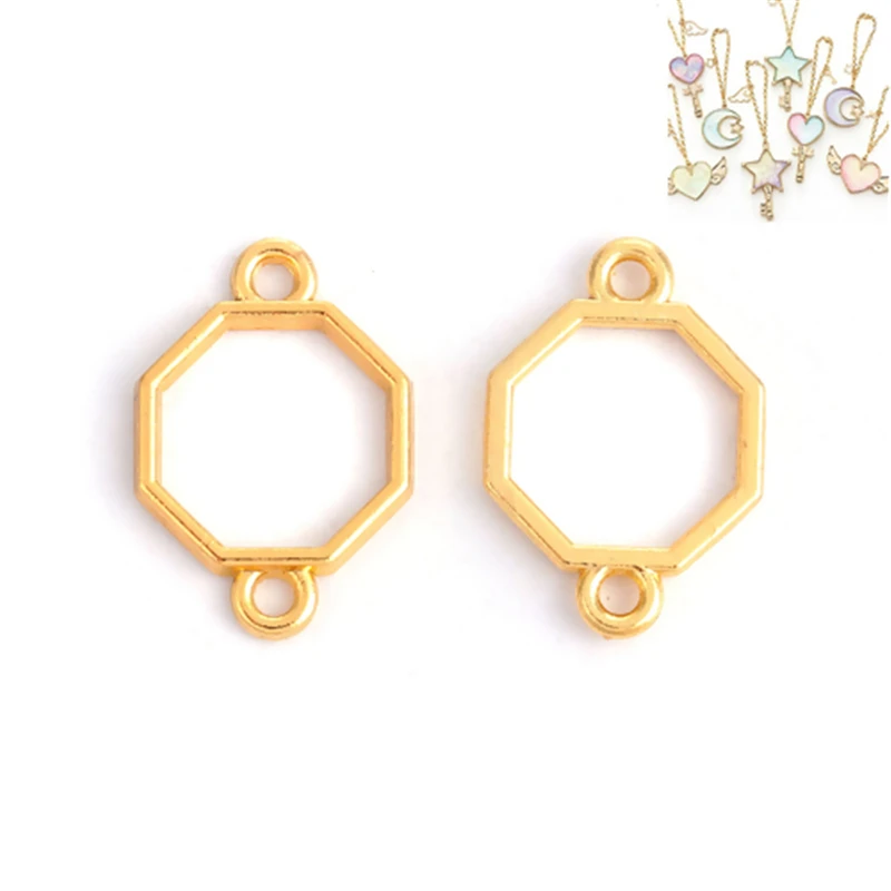 

DoreenBeads Resin Frame Open Bezels Blank Pendant DIY Metal Frame For Resin Jewelry Making Flower Hexagon Gold Color 20 Pcs