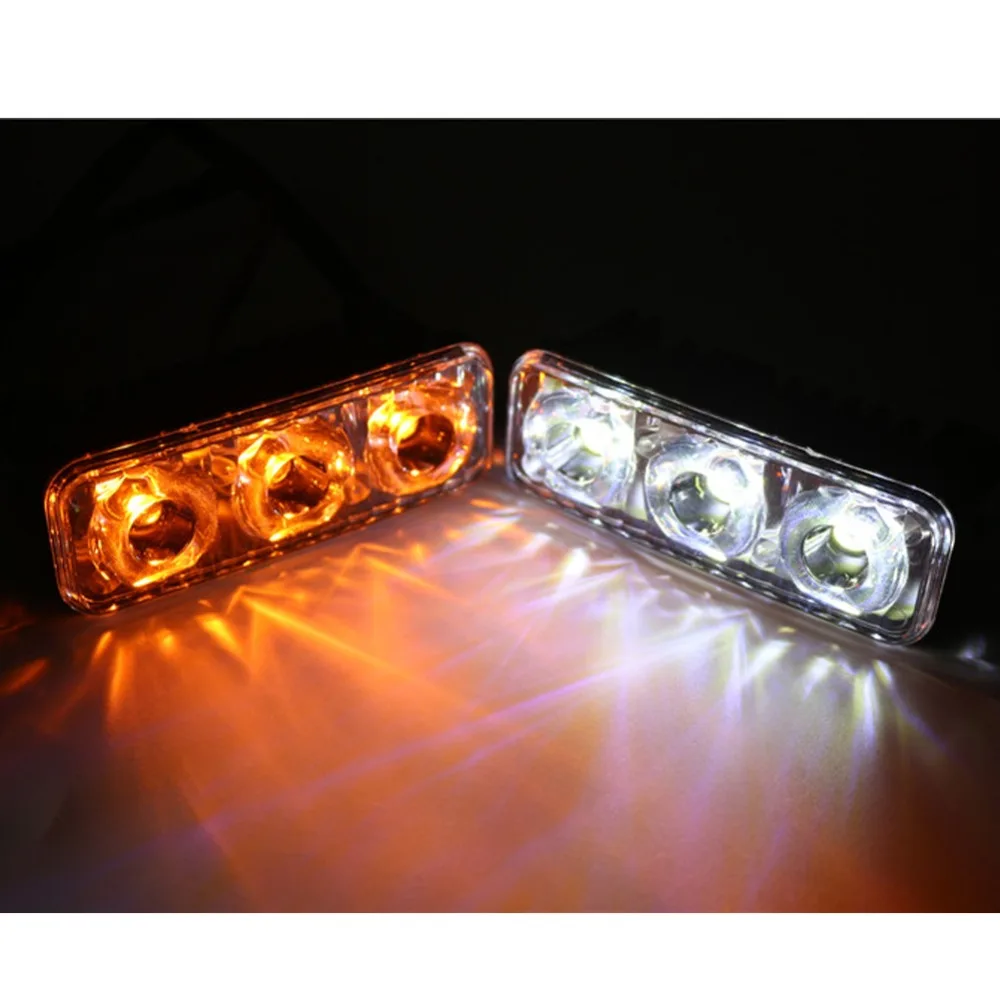 

2Pcs 6 LED High Power Car White DRL Yellow Turn Signal Daytime Driving Running Light 12V Free Shipping