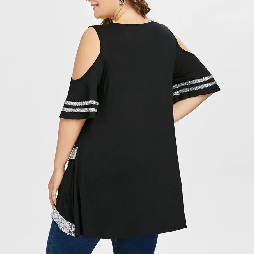 Mujeres más tamaño L-4XL blusa moda frío hombro costura de encaje 1/2 manga insertar Top blusa Casual o-cuello Ropa Mujer Verano Mujeres más tamaño L-4XL blusa moda frío hombro costura de encaje 1/2 manga insertar Top blusa Casual o-cuello Ropa Mujer Verano