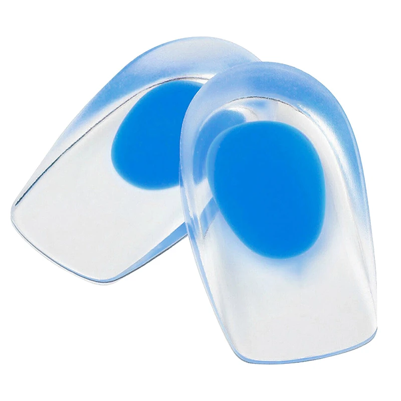 1 Pair Silicone Gel Heel Cups Support Pad Small Pink/Big Blue Foot Orthotic Insoles Plantar Care  for Prolonged Standing