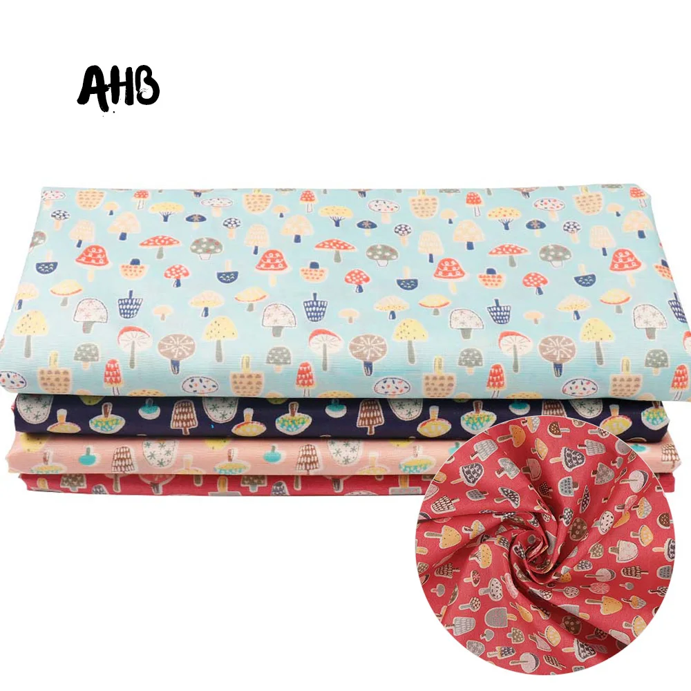 

AHB Mushroom Cotton Fabrics Cute Printed Thin Fabrics Dolls Clothing Sewing Cloth Textile Decoration Patchwork Accessories
