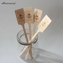 Пользовательские деревянные палочки для размешивания пчелы Свадебные коктейли монограмма размешиватели напитков Свадебная соломинка для помешивания коктейльные мешалки свадебный душ