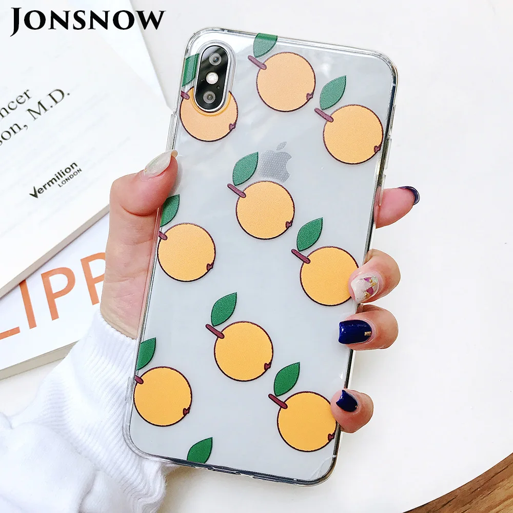 KIPX1084_1_JONSNOW Phone Case For iPhone XS Max XR XS 7 Plus 8 6 6S 6 Plus Fruit Oranges Pattern Clear Soft Silicone Back Cover Capa Fundas