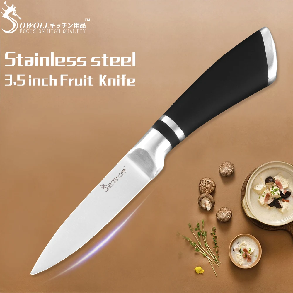 

SOWOLL 3.5 Inch Paring Knife Cutlery Set Kitchen Knife 3cr13 Stainless Steel Knife Utility Santoku Bread Slicing Chef Knife Tool