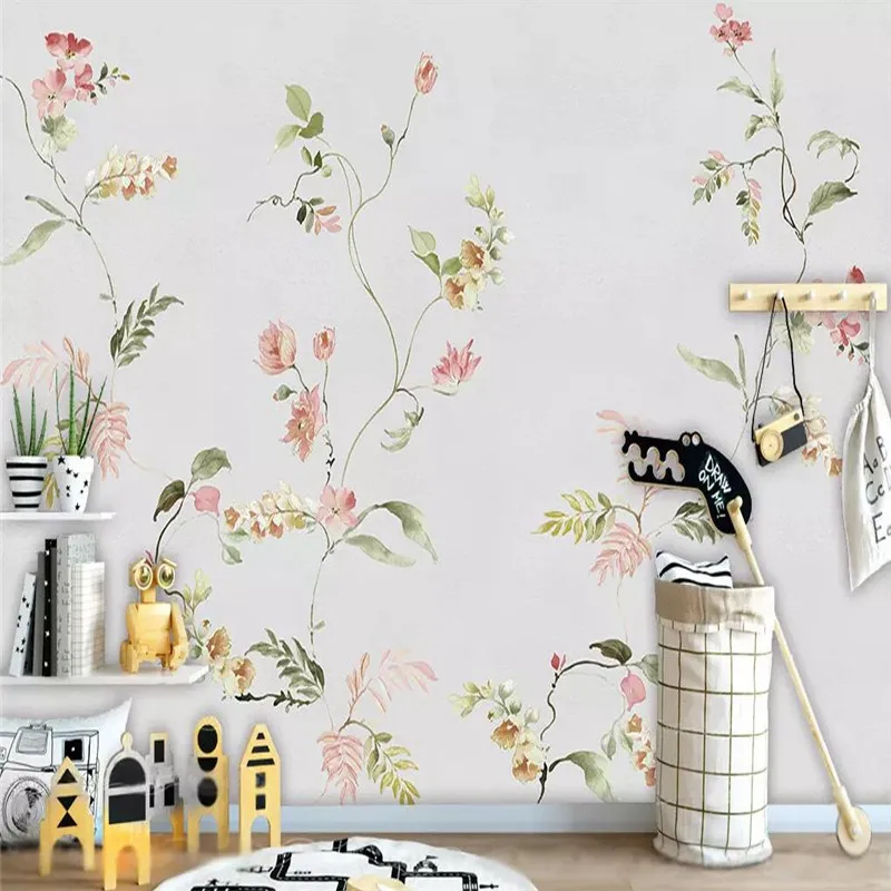 

Nordic simple watercolor floral background wall professional production mural wallpaper wholesale custom poster photo wall