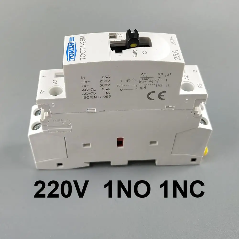 TOCT1 Американская классификация проводов 2р 25A 220 V/230 V 50/60HZ Din rail бытовой ac Контактор В соответствии с стандартом с ручным Управление переключатель 2NO или 1NO 1NC или 2NC - Цвет: 1NO 1NC