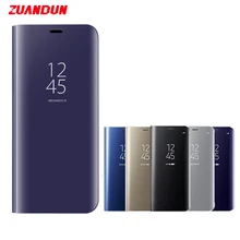 

ZUANDUN Luxury Clear View Mirror Flip Case For Samsung Galaxy S9 S9 Plus Note 8 S8 S7 S7 Edge Smart Stand Leather Case Cover