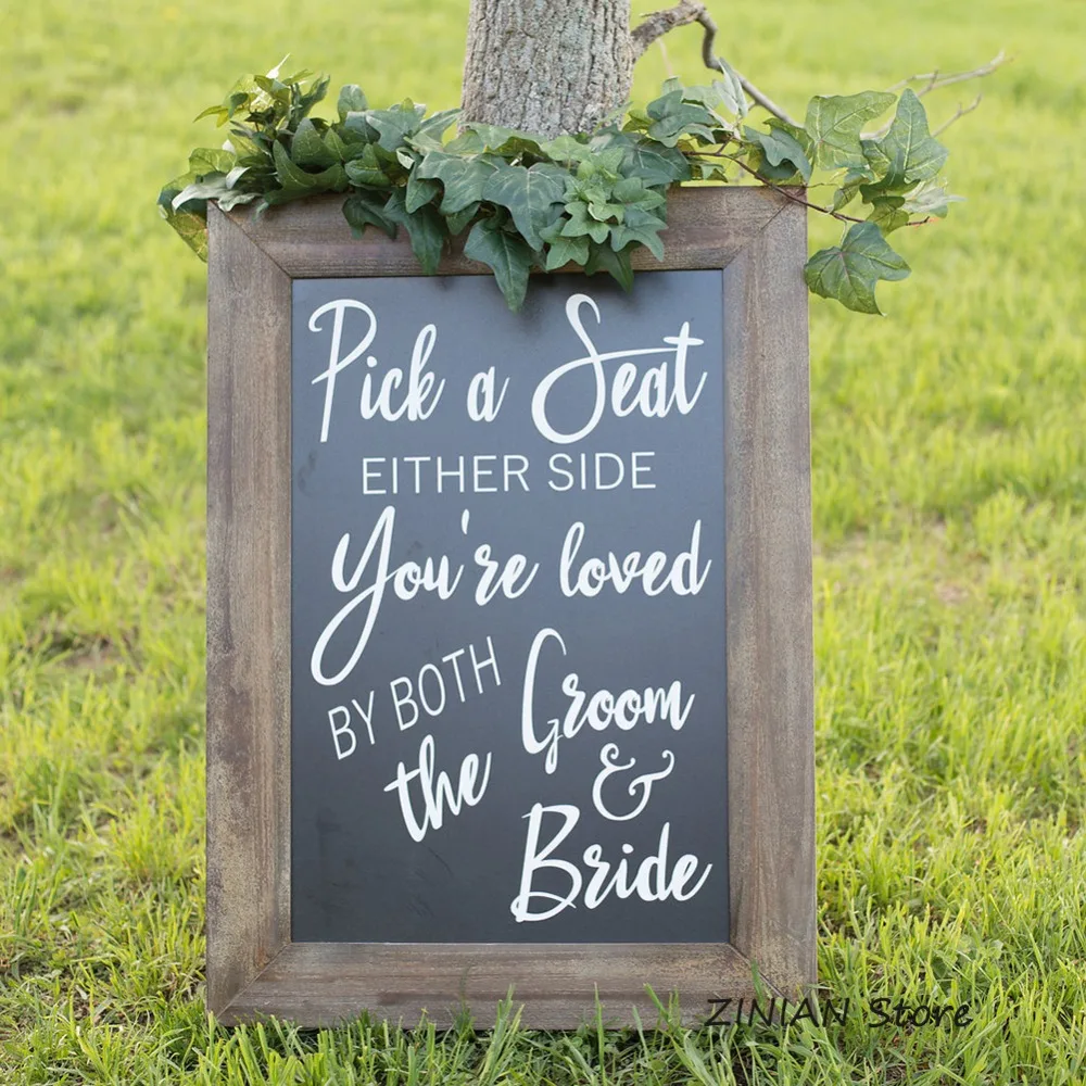 Chalkboard Style Pick A Seat Not A Side Chalk Sketch Collection Personalised Printed Card Wedding Sign