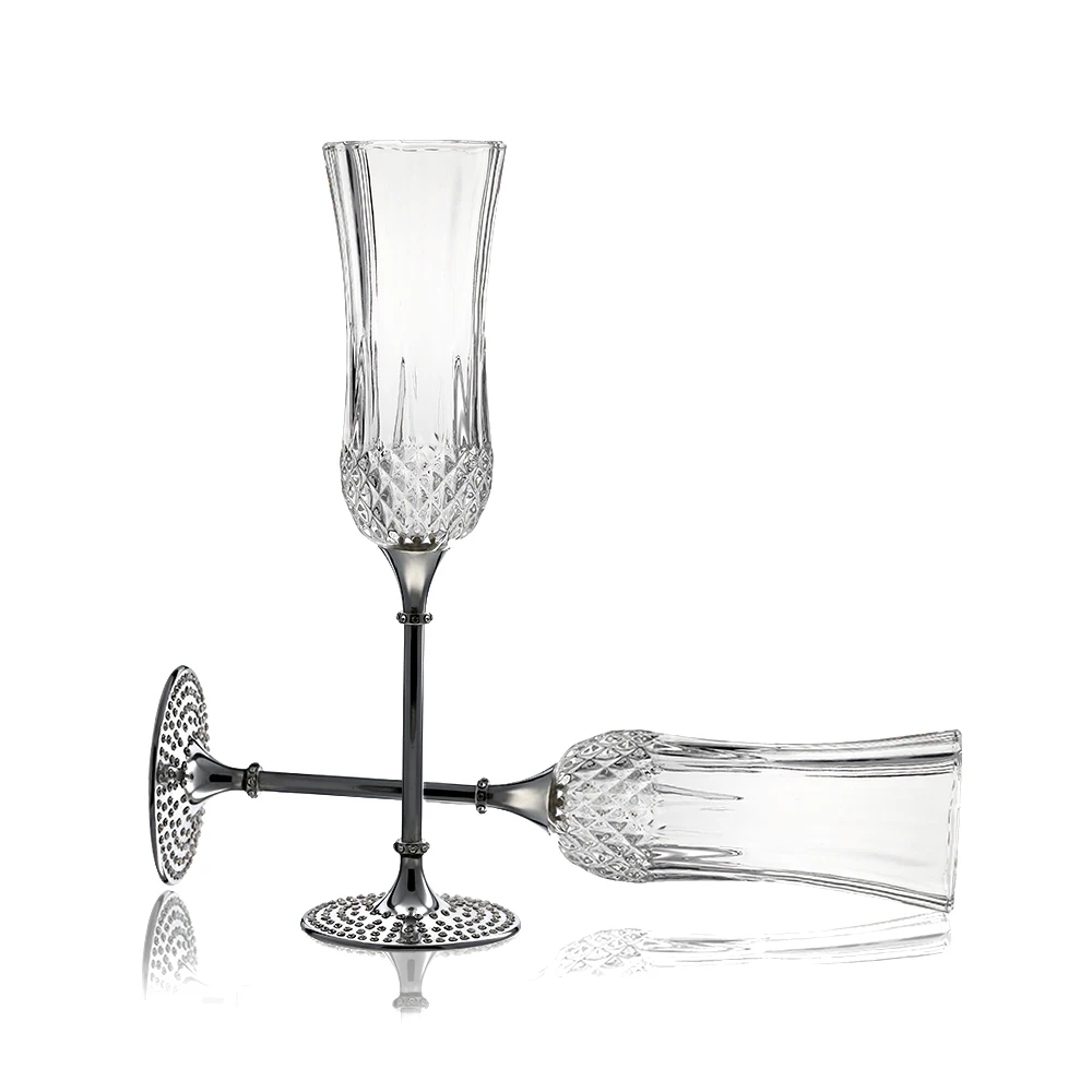 2pc/set Wedding Glasses Personalized Champagne Flutes Crystalline Party Toasting Glass Goblet Crystal Engrave Anniversary