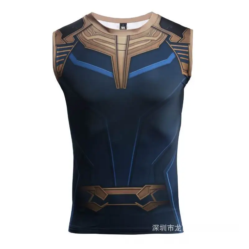 Thanos Costumes Avengerss 4 Endgame Quantum War Battle T-shirts For Men Sleeveless 3D Printed Tops Halloween Costume Adult