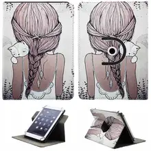 360 Вращающийся чехол, универсальный для 9,7, 10, 10,1 дюймов, планшет, ПК, мультяшный принт девушки, флип-чехол, подставка, чехол для huawei, samsung, lenovo