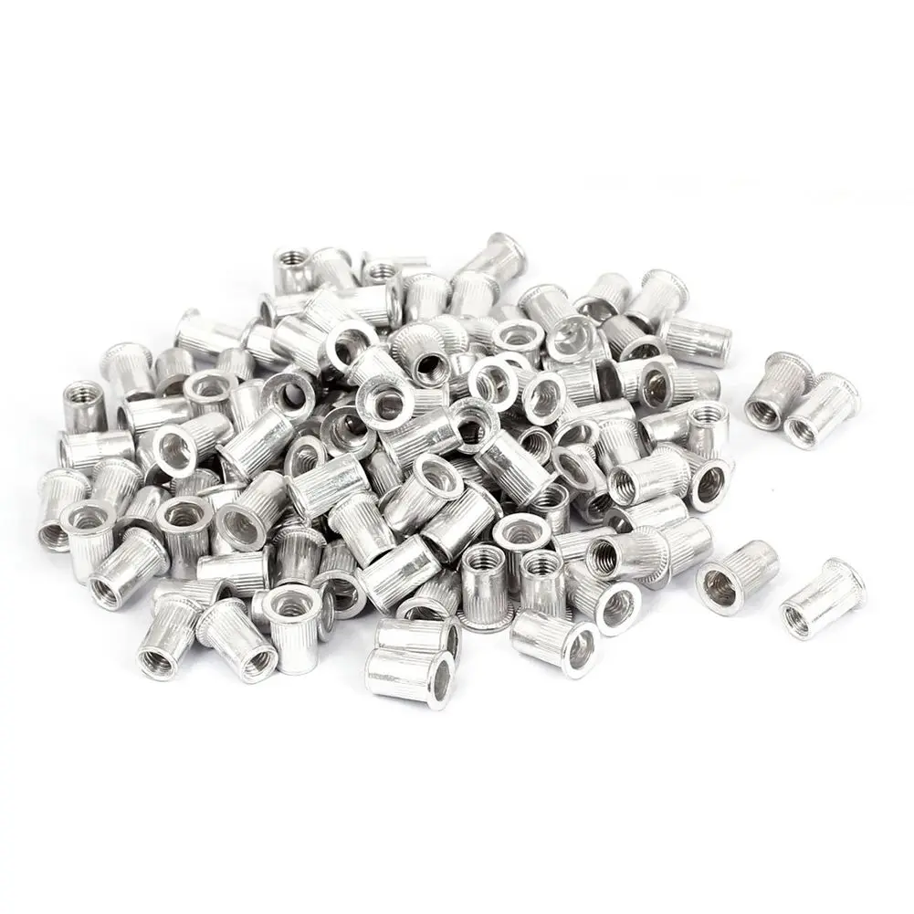 

300pcs Aluminum Flat Head Knurled Body Threaded Rivet Nut Inserts M8x18mm