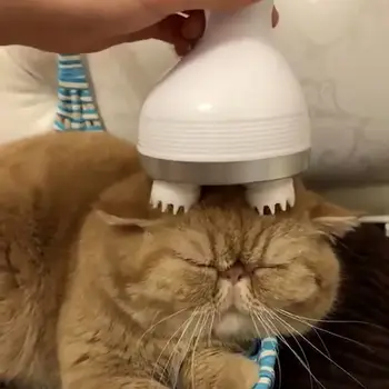 

Pet Cat Toy Multifunction Cat Head Massager Electric Paw Shape Automatic Rotate massager Electric Grooming Tool for All Pets
