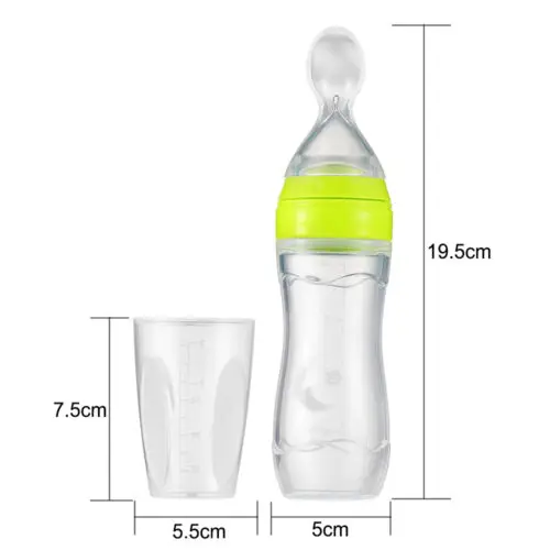 New Infant Toddler Nipple Pacifier Baby Feeding Tool Milk Bottle With Spoon Silicone Unique Spoon Lid food Supplement Hot Sale