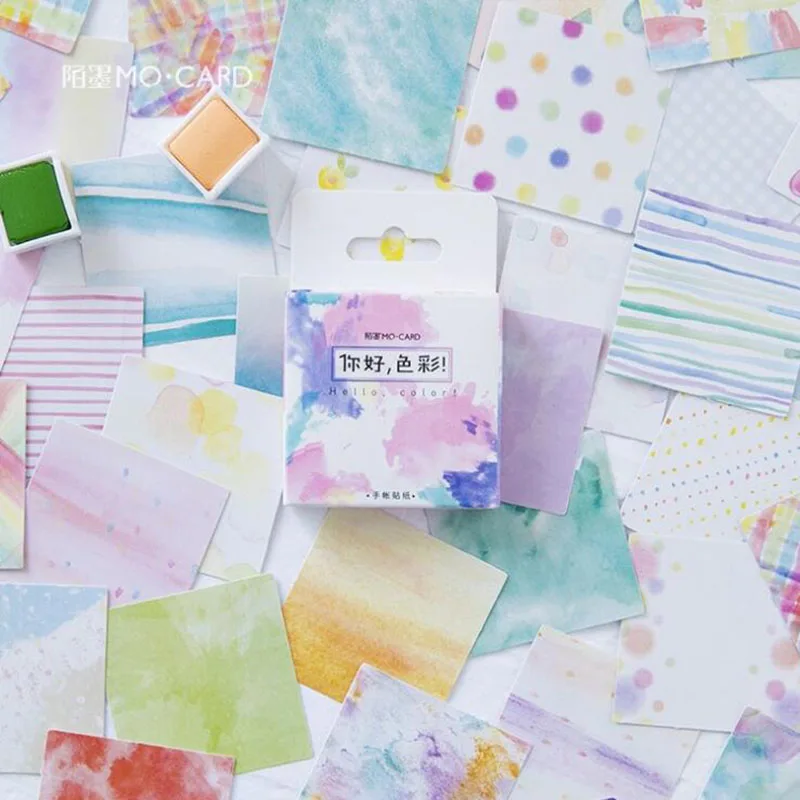 

45pc / Box, Creative Cute Hello Color Envelope Boxed Stickers Student Stationery Art Deco Sealing Bookmark Sticker Scrapbook