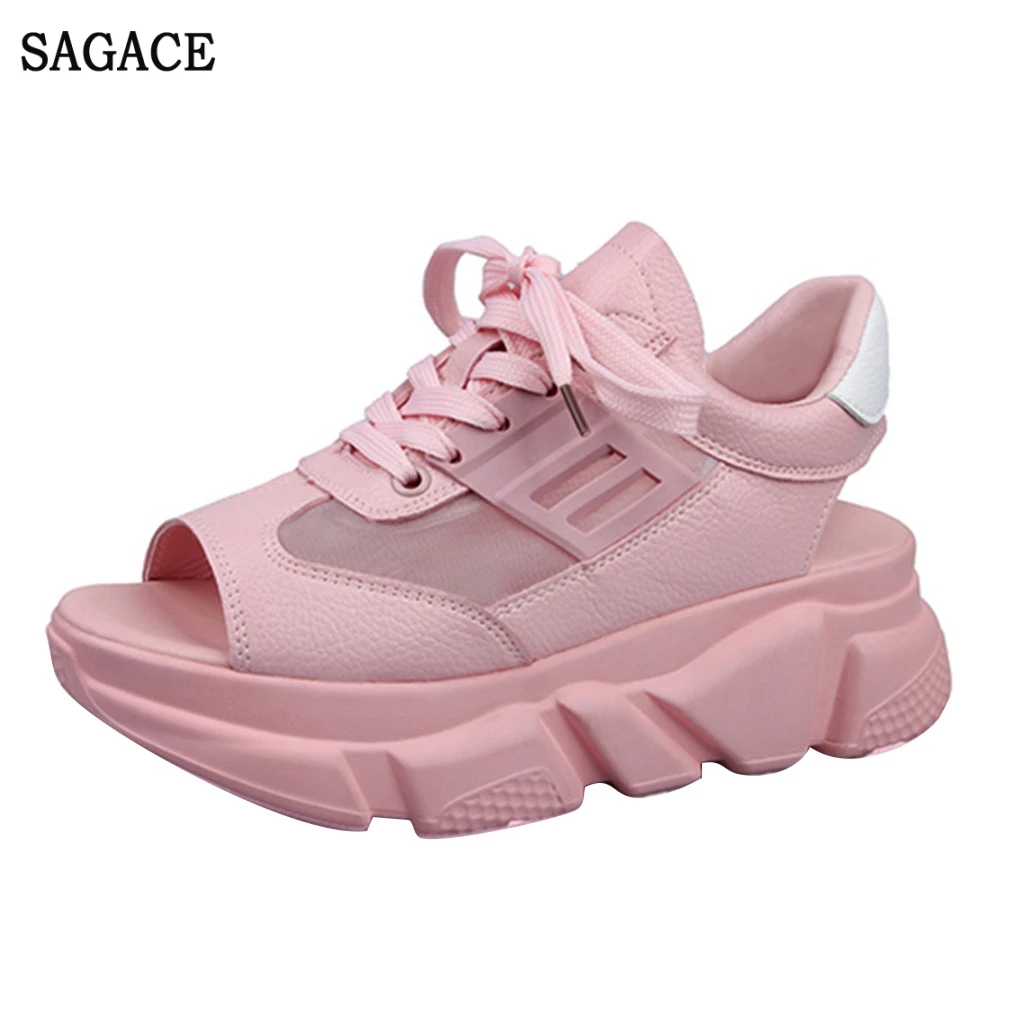 

SAGACE Summer Women Sandals Muffin Thick Bottom Fish Mouth Breathable Mesh Sports Shoes Sexy High Quality Outsid Ladies Shoes