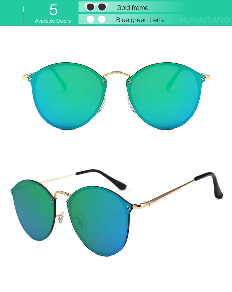 HUHAITANG роскошные солнцезащитные очки без оправы для женщин брендовые Дизайнерские мужские круглые солнцезащитные очки винтажные высококачественные солнцезащитные очки для женщин s