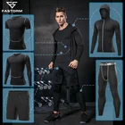 FASTORM Tracksuit For Men Running Sets Fitness Jogging Suits Compression Sportswear Basket Tight Gym Workout Clothes Sport Set