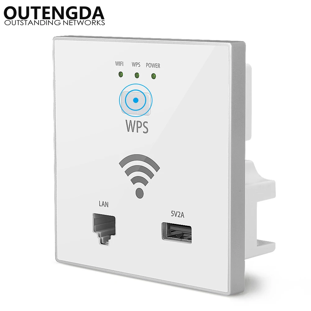 

300Mbps in Wall WiFi Access Point Wireless Socket AP for Hotel Wi-Fi Project Support AC Management & RJ45 USB WPS Encryption