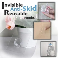 Невидимые противоскользящие многоразовые крючки, Прочные прозрачные присоски, кухня, ванная комната, держатель для ключей, вешалки для хранения, настенный крючок