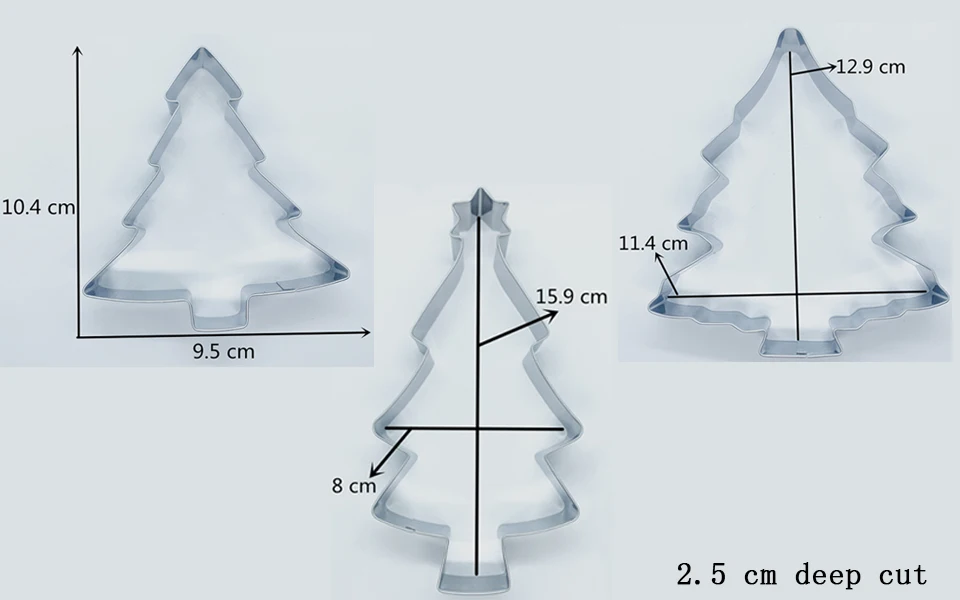 KENIAO Новогодняя елка формочки для печенья- 3 предметов Печенье / Помадка / Кондитерские изделия / Хлеборезки- Нержавеющая сталь