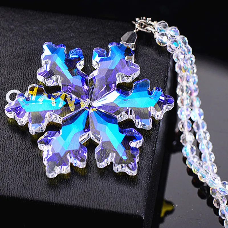 

80*220mm DIY Multicolor Crystal Christmas Tree Pendant Snowflake Hanging Suncatcher Chandelier Ornament Party Decoration