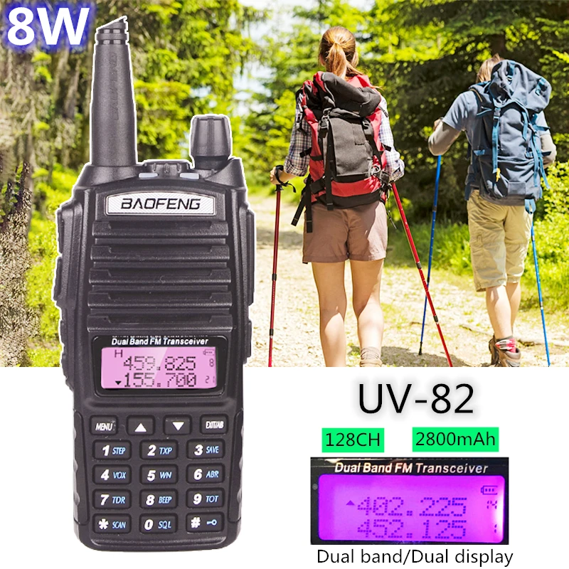 8 Вт Baofeng UV-82 двухдиапазонный двухсторонний радио UV82 рация 10 км переносной CB Ham