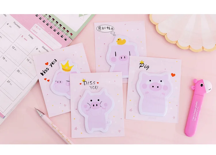 Милые мультяшное животное, Свинка Kiss Me memo pad Kawaii Заметки для детей планировщик стикер сообщений школы офисные принадлежности оптовая