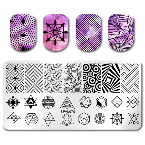 BORN PRETTY Geometic Flower Nail Art Stamp Plate Classic Traingle Heart маникюрный шаблон пластина с изображениями для нейл-арта - Цвет: 7