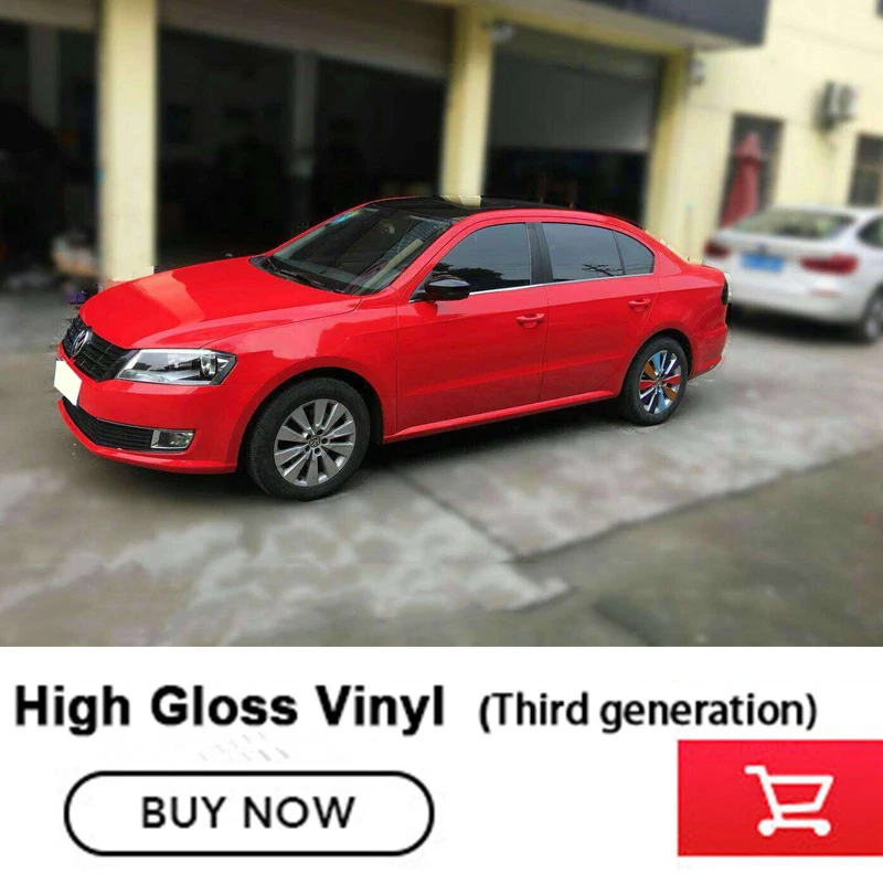 

glossy vinyl wrap with High Gloss shiny Car Wrap Film with air Free red High-grade glossy No residue glue 1.52*20m/roll