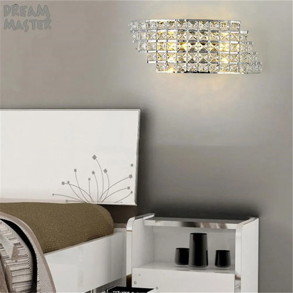 Светодиодный настенный светильник с кристаллами для спальни, прикроватные настенные бра, arandelas abajur para quarto, для коридора, крыльца, светодиодный светильник