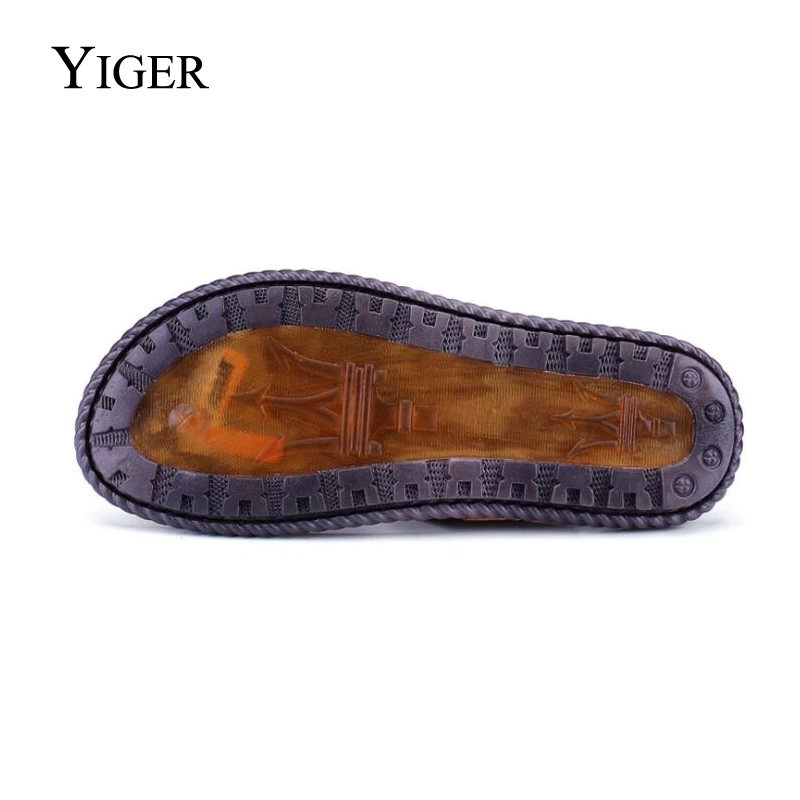 Шлепанцы YIGER мужские из натуральной кожи повседневные Мягкие тапочки