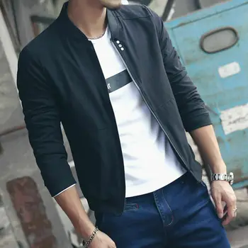 

New Men Fashion Casual Jacket Warm Spring Autumn Baseball Coat Slim Outwear Overcoat