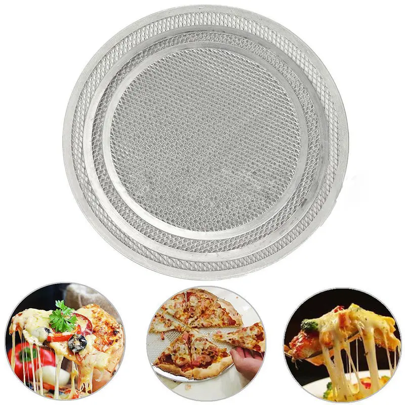 Aluminum Flat Mesh Pizza Screen Round Baking Tray Net Kitchen Tools