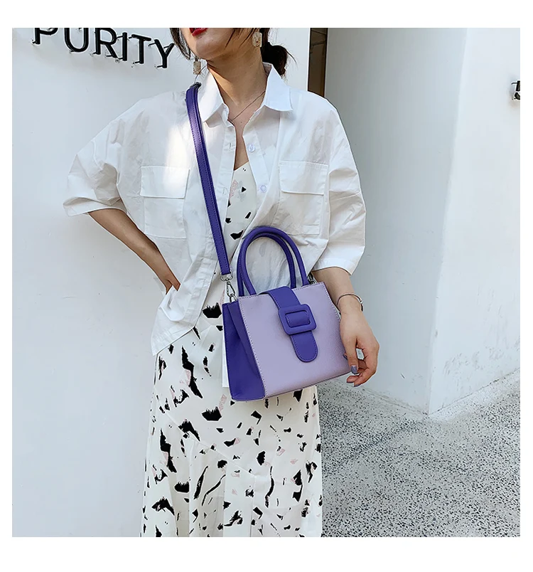 Элегантная женская сумка-тоут модная Новая высококачественная женская дизайнерская сумка из искусственной кожи контрастного цвета сумка через плечо