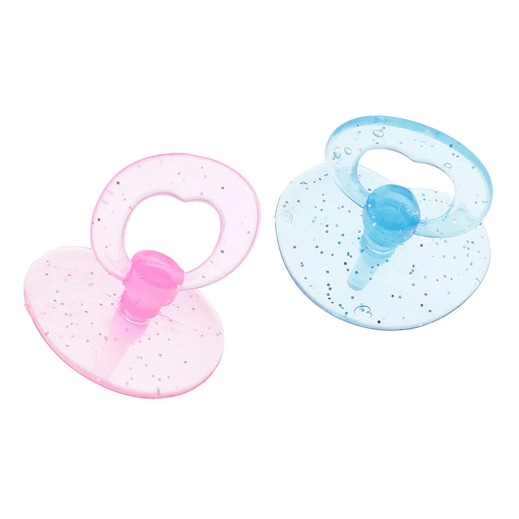 2 Pieces Pink& Blue Baby Dolls Pacifier for Barbies Baby Nursery Room Accs Kids Pretend Play Toy for Kelly Dolls Baby Doll 