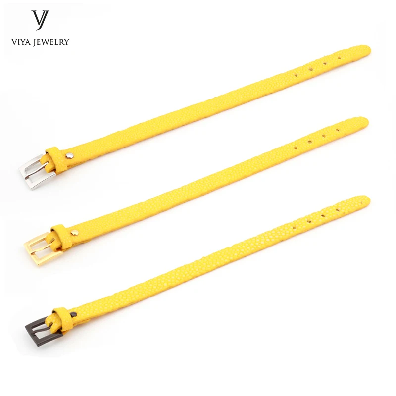 Yellow-stingray--Flat-Stingray-Python-Cord-Wrap-Bracelet-Charm-Cuff-Leather-Men-Bracelet-10mm-Genuine-Stingray-Leather-Wristband-Adjust-Bracelet