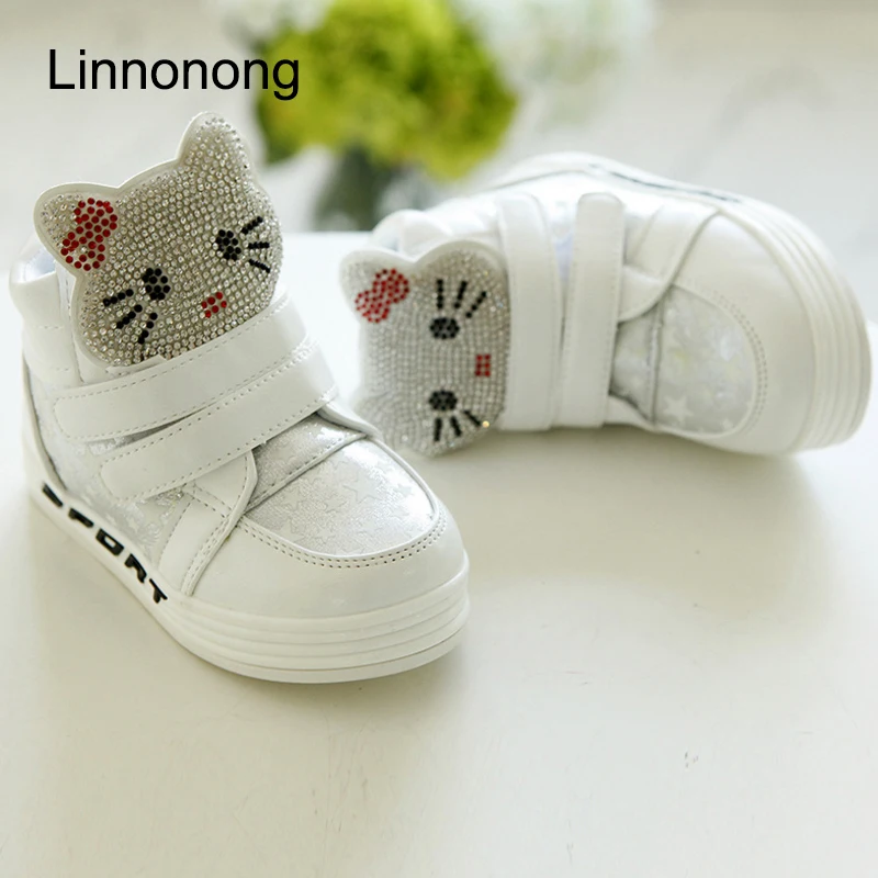 Детские зимние модные ботинки для девочек с плюшевой подкладкой hello kitty со