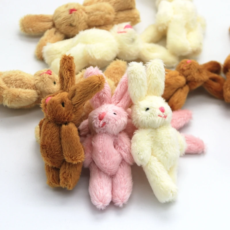 미니 관절 토끼 인형, 봉제 인형, 의류 및 헤어 액세서리, 장식 봉제 장난감 인형, 6cm, 100 개