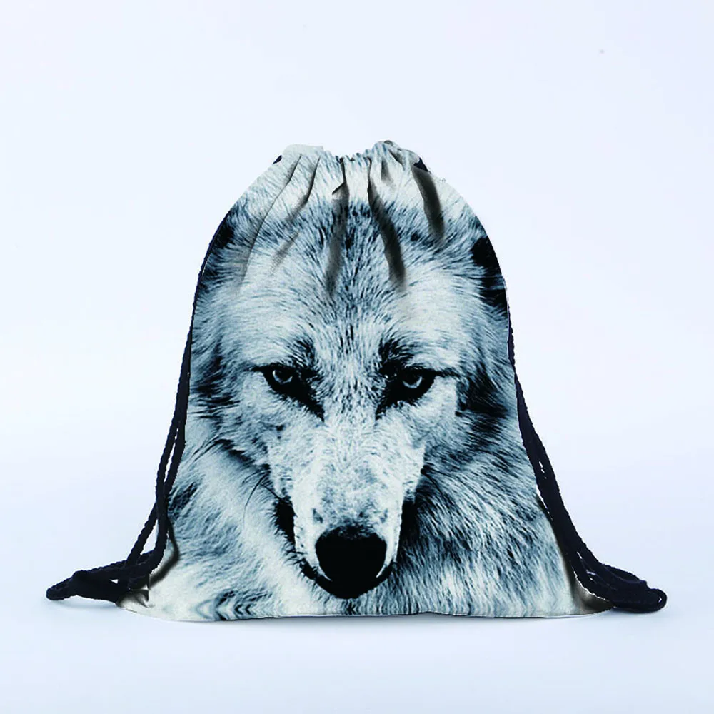 New Fashion Women Unisex Backpacks 3D Animal Wolf Printing Bags