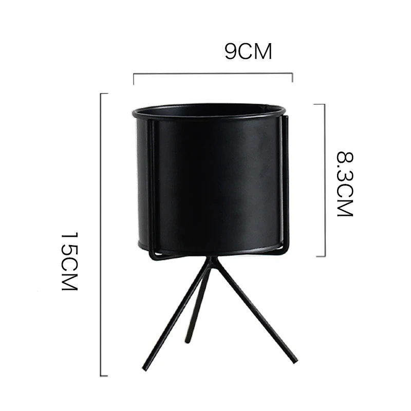 Hot Matte Ceramic Succulent Planter Cactus Flower Plant Pot with Iron Frame Stand for Home Decor FQ-ing