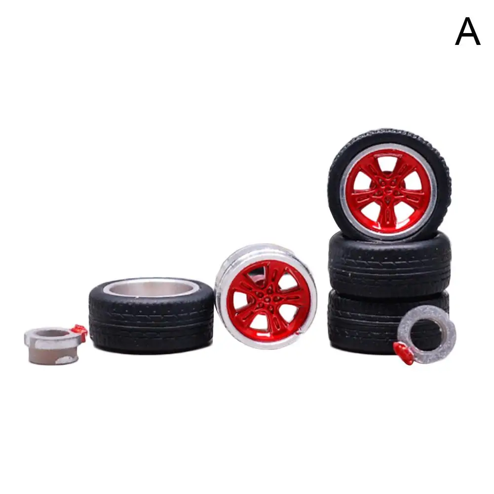 1:64 12 Styles Model Modified Tire+2axles+4end Caps Diecasts Alloy Wheel Tire Rubber Vehicles General Model Of Car Change Wheel - Цвет: 9